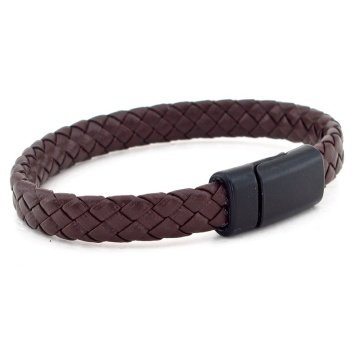 SİYAH METAL MIKNATISLI KAHVERENGİ DERİ ERKEK BİLEKLİK BT520