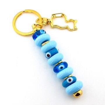 Hakiki Murano Cam Nazar Boncuklu Çanta Süsü Kedi Charm Anahtarlık KY054