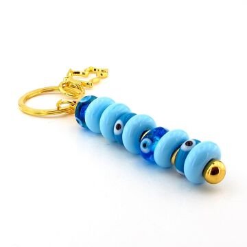 Hakiki Murano Cam Nazar Boncuklu Çanta Süsü Kedi Charm Anahtarlık KY054