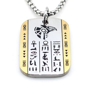 Horus Antik Mısır Mitolojik Koruyucu Kartal Sembol Çelik Zincir Erkek Kolye Q0955