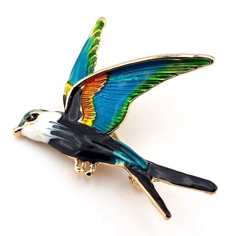 Kırlangıç KuşuTurkuaz Turuncu Metal Yaka İğnesi Rozet Broş Pin RZ252