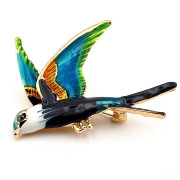 Kırlangıç KuşuTurkuaz Turuncu Metal Yaka İğnesi Rozet Broş Pin RZ252