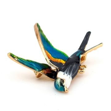Kırlangıç KuşuTurkuaz Turuncu Metal Yaka İğnesi Rozet Broş Pin RZ252