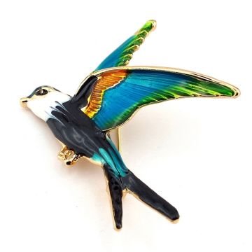 Kırlangıç KuşuTurkuaz Turuncu Metal Yaka İğnesi Rozet Broş Pin RZ252