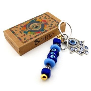 Fatma Ana Eli Murano Cam Nazar Boncuklu Çanta Süsü Bereket Anahtarlık KY075