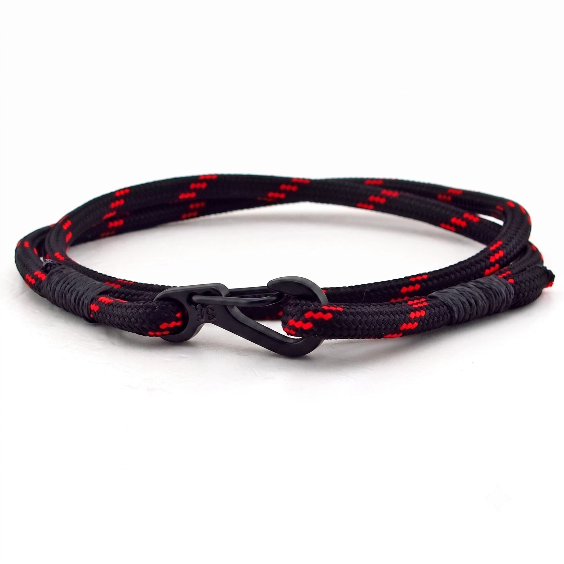 KIRMIZI SİYAH PARACORD METAL KANCALI SARMA ERKEK BİLEKLİK BT544