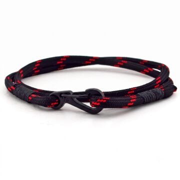 KIRMIZI SİYAH PARACORD METAL KANCALI SARMA ERKEK BİLEKLİK BT544