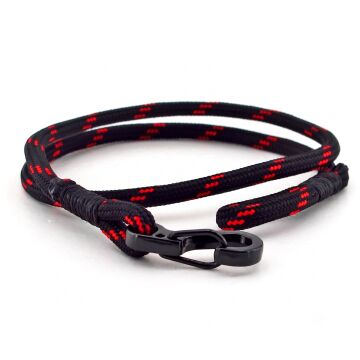 KIRMIZI SİYAH PARACORD METAL KANCALI SARMA ERKEK BİLEKLİK BT544
