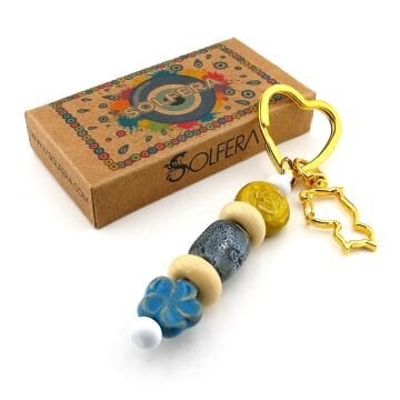 Seramik ve Murano Cam Boncuklu Çanta Süsü Kedi Charm Anahtarlık KY083