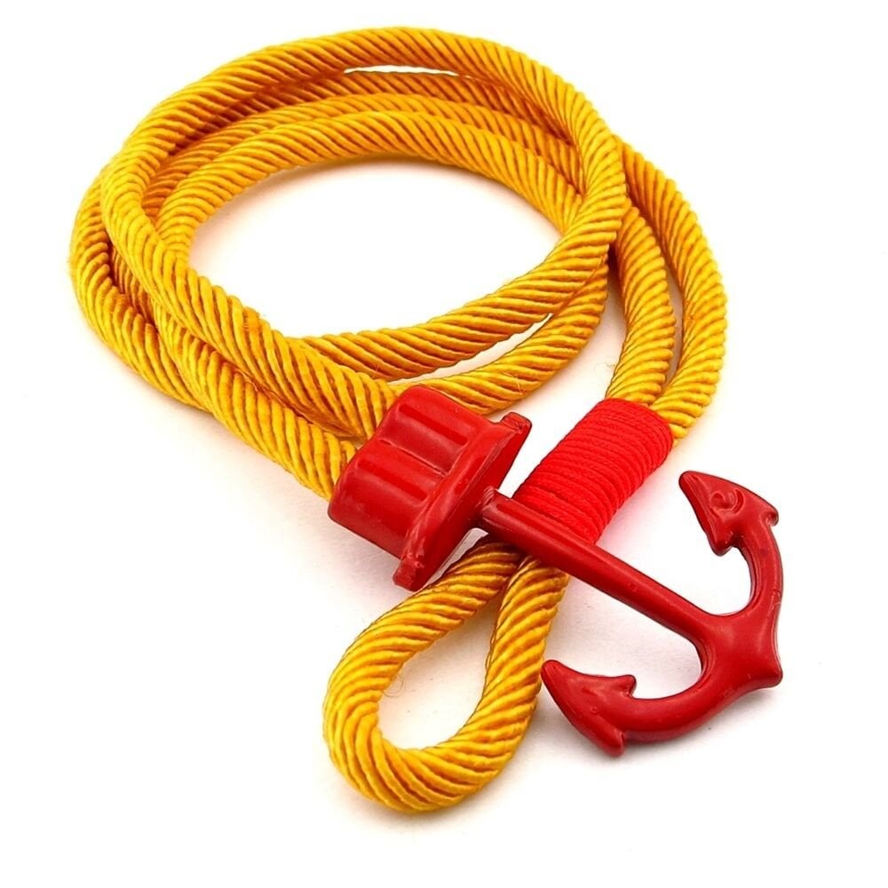 Sarı Kırmızı Taraftar Büyük Metal Çapalı İki Sıra Sarma Erkek Bileklik M063B