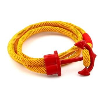 Sarı Kırmızı Taraftar Büyük Metal Çapalı İki Sıra Sarma Erkek Bileklik M063B