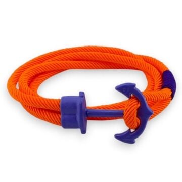 Turuncu Renkli Büyük Mor Metal Çapalı İki Sıra Sarma Erkek Bileklik M063D