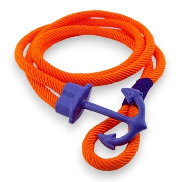 Turuncu Renkli Büyük Mor Metal Çapalı İki Sıra Sarma Erkek Bileklik M063D