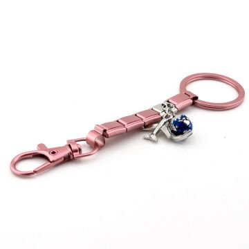 Uçak Dünya Küre Seyahat Tatil Pembe Çelik Charm Çanta Süsü Anahtarlık KY086