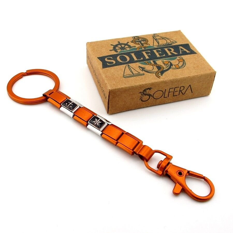 Denizci Çapa Dümen Gemici Turuncu Çelik Charm Çanta Süsü Anahtarlık KY091