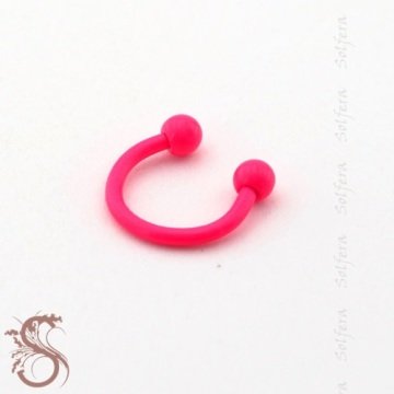 NEON FUŞYA PEMBE RENK TOP UÇ YARIM HALKA PİERCİNG P383