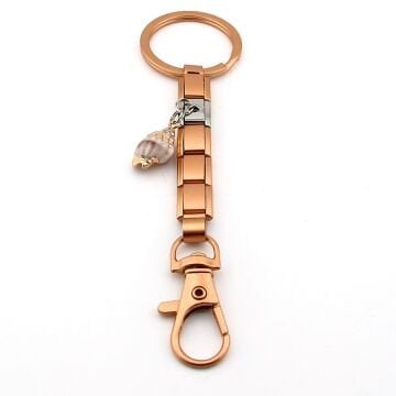 Deniz Kabuğu Sahil Plaj Tatil Rose Çelik Charm Çanta Süsü Anahtarlık KY094