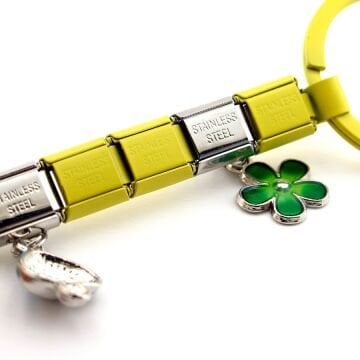 Mavi Mantar Yeşil Çiçek Bahar Doğa Sarı Çelik Charm Çanta Süsü Anahtarlık KY095