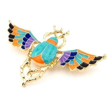 Antik Mısır Tılsımlı Böcek Dung Renkli Yaka İğnesi Broş RZ113