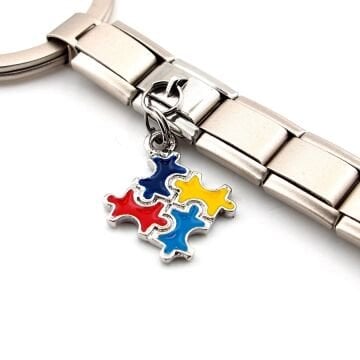 Puzzle Bulmaca Yap Boz Parçası Mat Çelik Charm Çanta Süsü Anahtarlık KY102