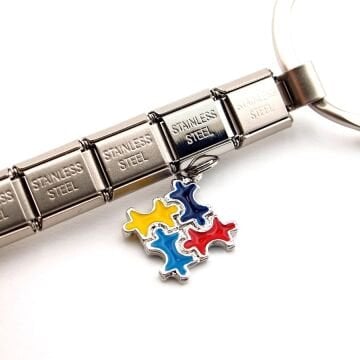 Puzzle Bulmaca Yap Boz Parçası Mat Çelik Charm Çanta Süsü Anahtarlık KY102