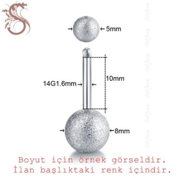 ROZE RENK 8mm TOP UÇLU ÇELİK MUZ GÖBEK PİERCİNG P455D