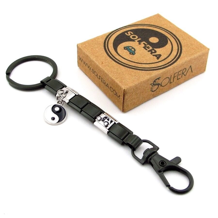 Araba Simgeli Ying Yang Denge Çelik Charm Çanta Süsü Anahtarlık KY105