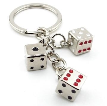 Zar Tavla Casino Şans Sallantılı Üçlü Metal Anahtarlık KC017