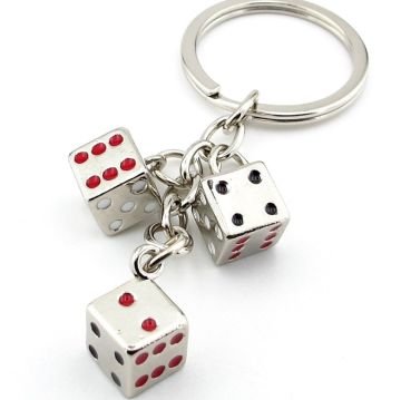 Zar Tavla Casino Şans Sallantılı Üçlü Metal Anahtarlık KC017