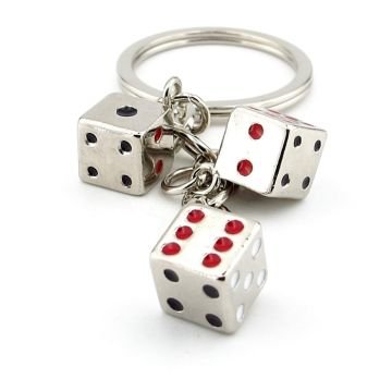 Zar Tavla Casino Şans Sallantılı Üçlü Metal Anahtarlık KC017