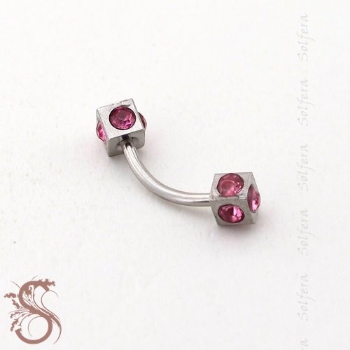 PEMBE TAŞLI KAŞ ÇİN CERRAHİ ÇELİK PİERCİNG P400