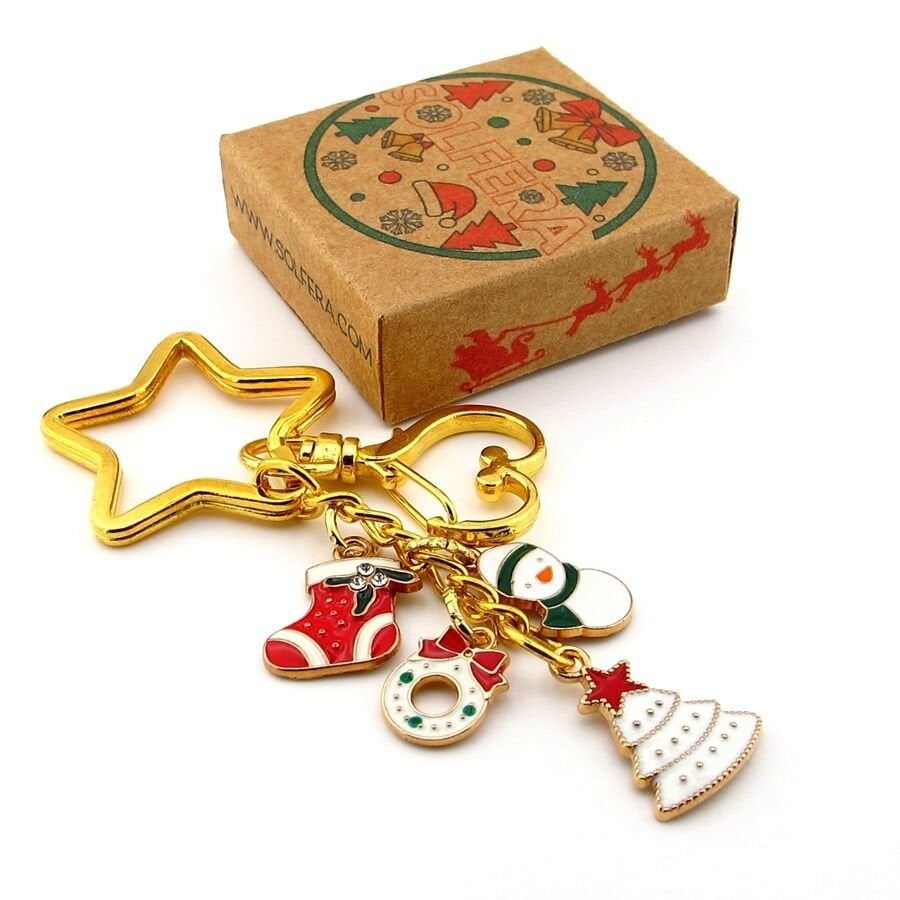 Yeni Yıl Yılbaşı Çam Ağacı Kardan Adam Yıldız Charm Çanta Süsü Anahtarlık KY111