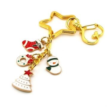 Yeni Yıl Yılbaşı Çam Ağacı Kardan Adam Yıldız Charm Çanta Süsü Anahtarlık KY111