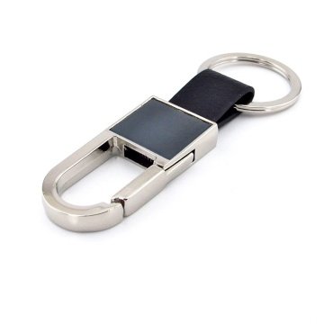 SİYAH DERİ KANCALI HOOK KARE METAL ANAHTARLIK KC901