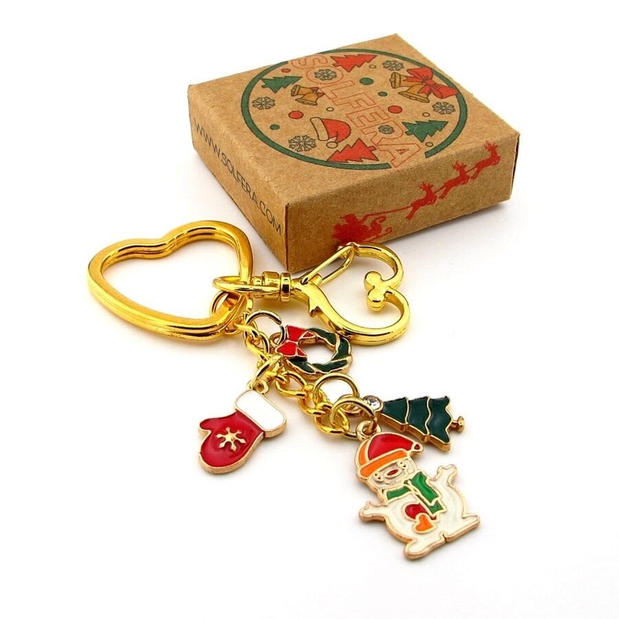 Yeni Yıl Yılbaşı Kardan Adam Çam Ağacı Eldiven Charm Çanta Süsü Anahtarlık KY115