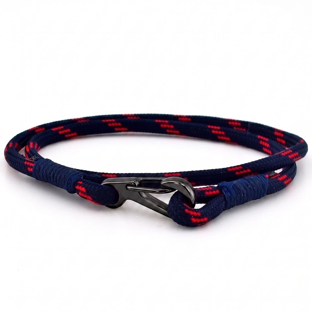 LACİVERT KIRMIZI PARACORD METAL KANCA SARMA ERKEK BİLEKLİK M011B
