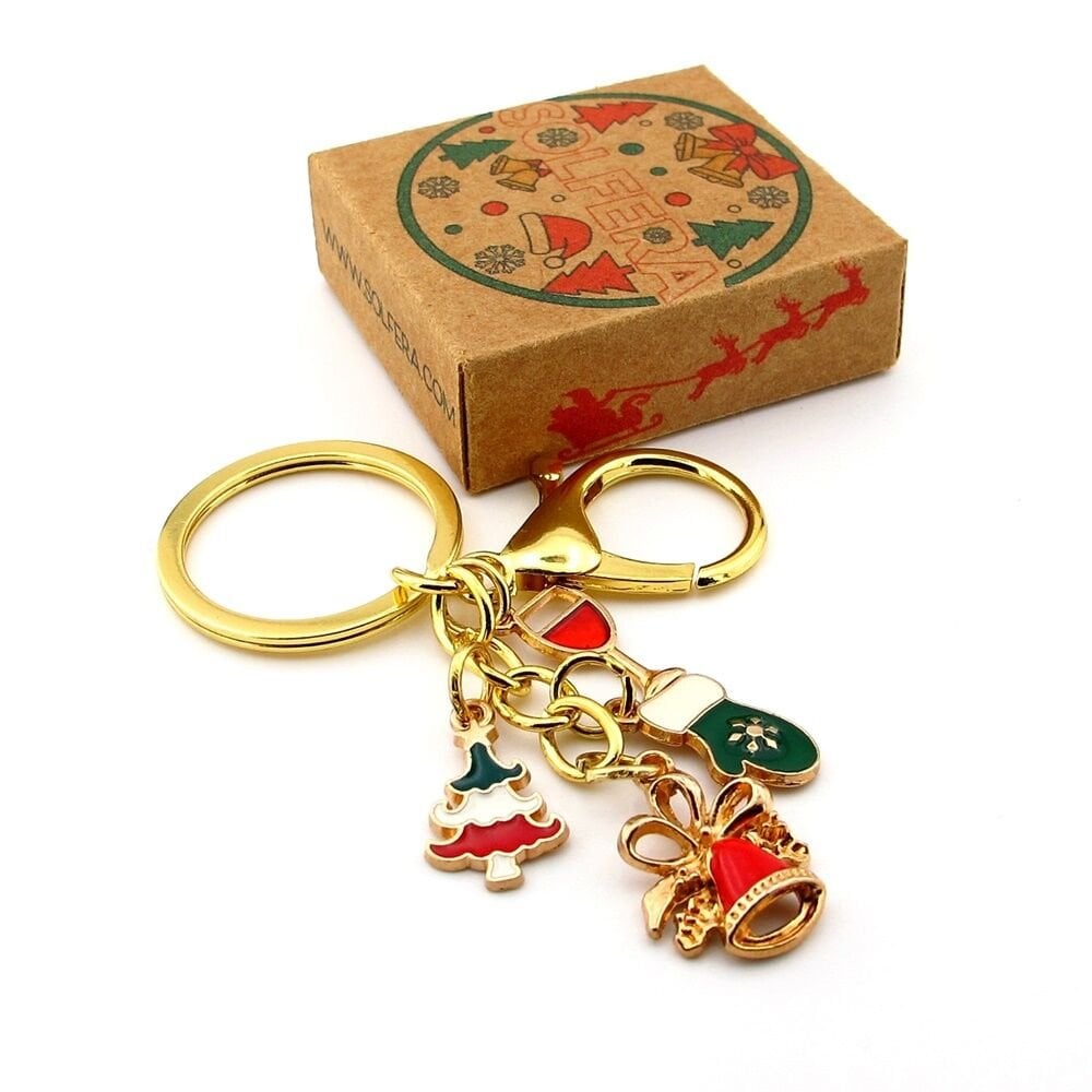 Yeni Yıl Yılbaşı Çan Kadeh Çam Ağacı Eldiven Charm Çanta Süsü Anahtarlık KY125