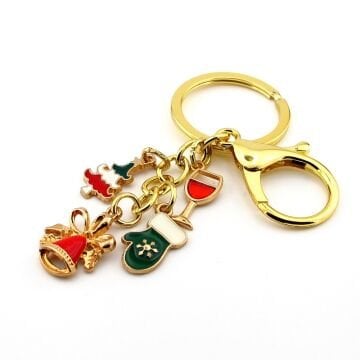Yeni Yıl Yılbaşı Çan Kadeh Çam Ağacı Eldiven Charm Çanta Süsü Anahtarlık KY125