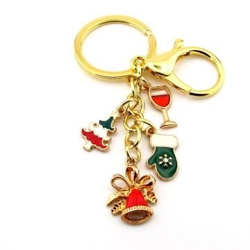 Yeni Yıl Yılbaşı Çan Kadeh Çam Ağacı Eldiven Charm Çanta Süsü Anahtarlık KY125