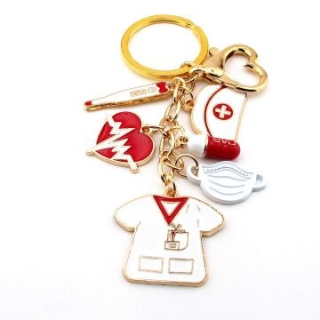 Doktor Hekim Hemşire Kalp Maske Ateş Ölçer Çanta Süsü Charm Anahtarlık KY0127