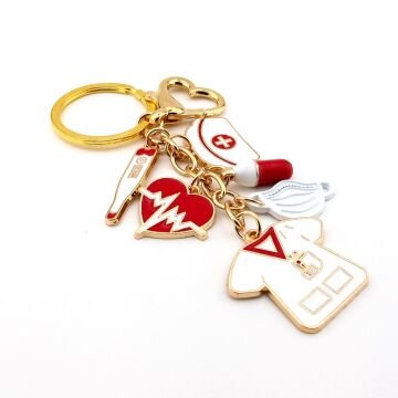 Doktor Hekim Hemşire Kalp Maske Ateş Ölçer Çanta Süsü Charm Anahtarlık KY0127