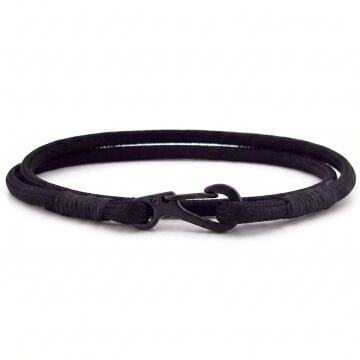 SİYAH PARACORD METAL KANCA İKİ SIRA SARMA ERKEK BİLEKLİK M011K
