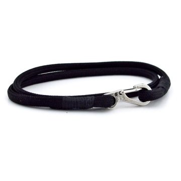 SİYAH PARACORD METAL KANCA İKİ SIRA SARMA ERKEK BİLEKLİK M011K