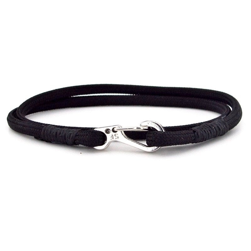 SİYAH PARACORD METAL KANCA İKİ SIRA SARMA ERKEK BİLEKLİK M011K