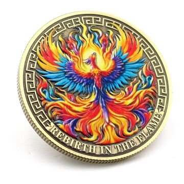 Zümrüdü Anka Kuşu Yeniden Doğuş Phoenix Manifest Metal Para Coin CP073