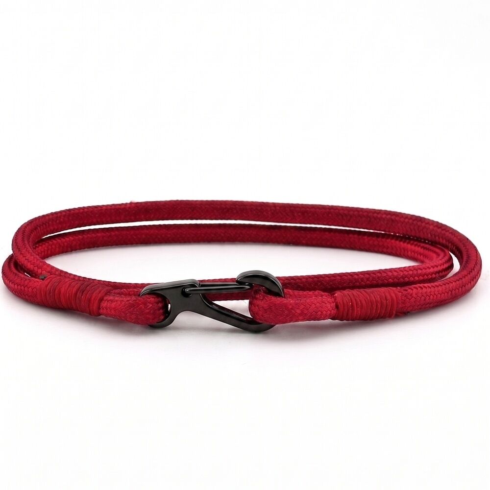 BORDO PARACORD METAL KANCA İKİ SIRA SARMA ERKEK BİLEKLİK M011M