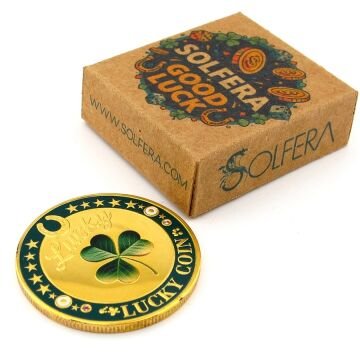 Dört Yapraklı Şans Yonca Fil 777 Bereket Talih Aşk Good Luck Sarı Metal Para CP075