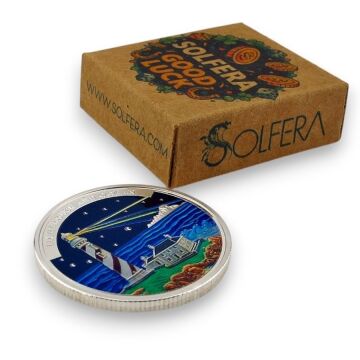 Deniz Feneri ve Okyanus Yol Gösterici İyi Şans Parası Işık Yolu Metal Coin Gri CP076