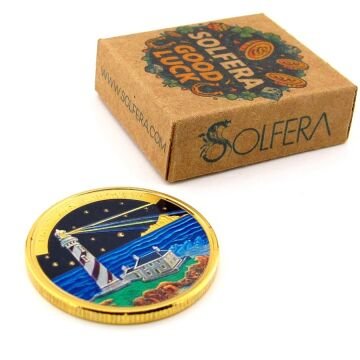 Deniz Feneri ve Okyanus Yol Gösterici İyi Şans Parası Işık Yolu Metal Coin Sarı CP077