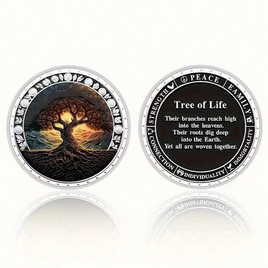 Hayat Ağacı YGG Drasil Yaşam İskandinav Mitolojik Hatıra Metal Şans Parası CP078